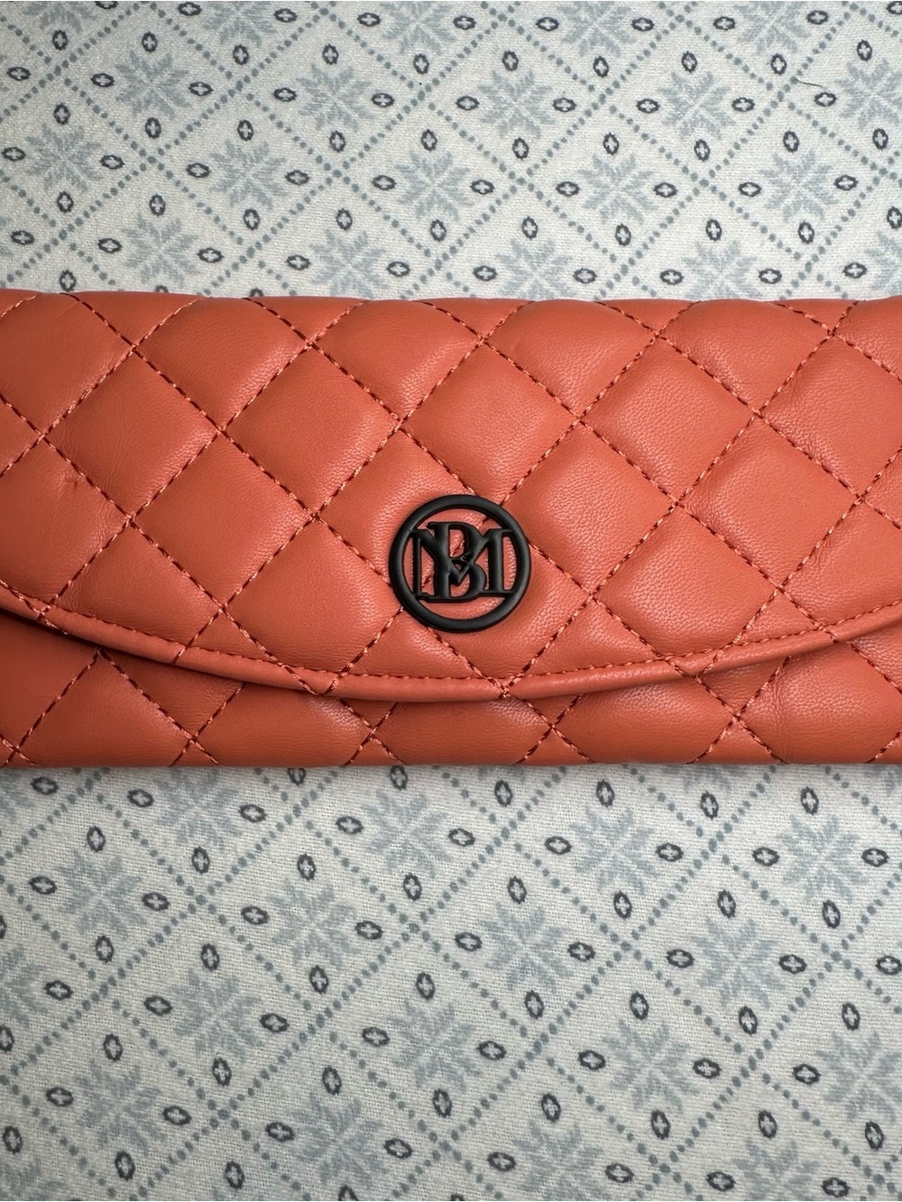 Badgley Mischka Quilted Coral Clutch Wallet